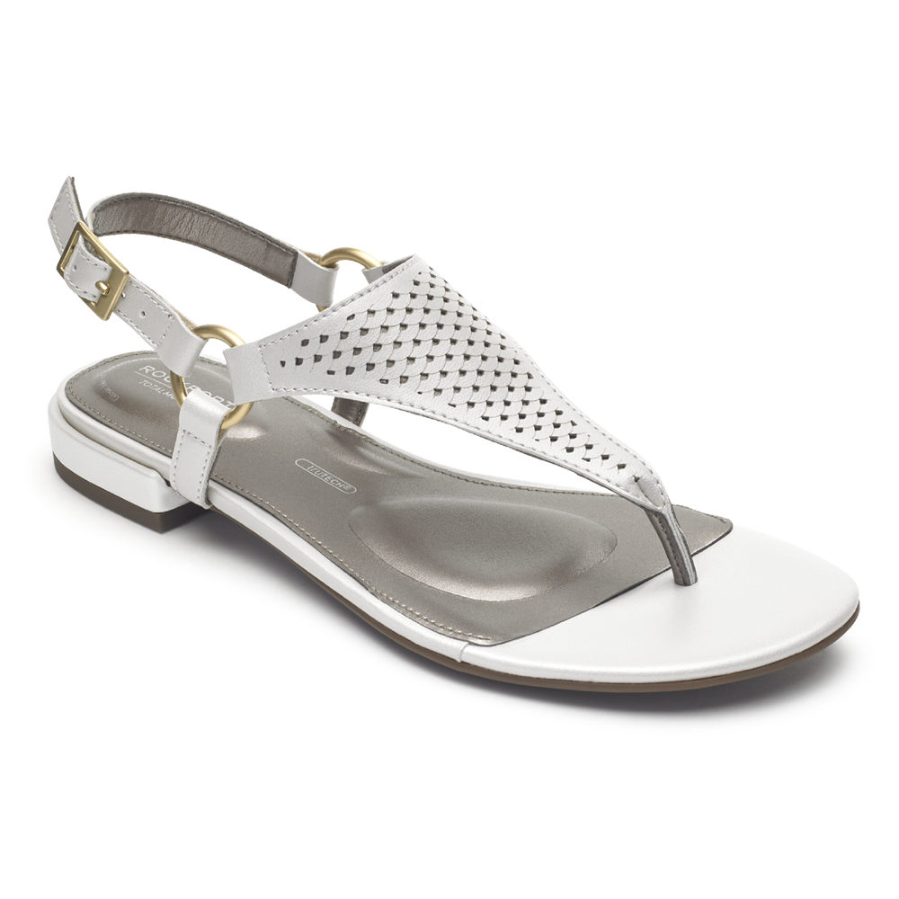 Rockport Singapore Womens Sandals - Total Motion Zosia Thong White - IX6580417